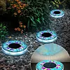 4Pcs LED Mosaic Solar Disk Light IP44 Waterproof Decorative Driveway Lamps Solar-Powered Ground Mosaic Disk Lamp for Outdoor Walkway Patio & Lawn