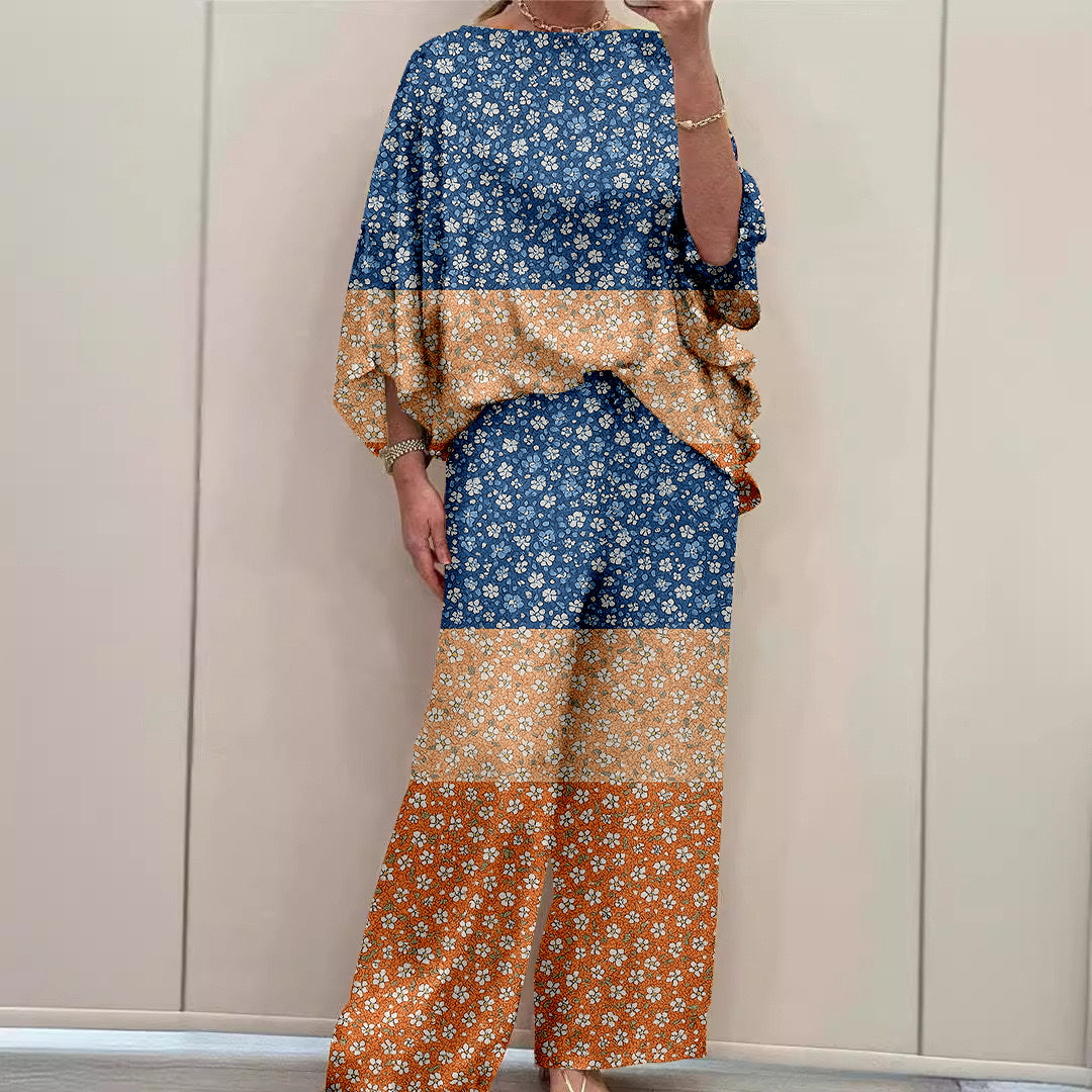 Women Long Sleeve V-neck Graphic Floral Printed Top