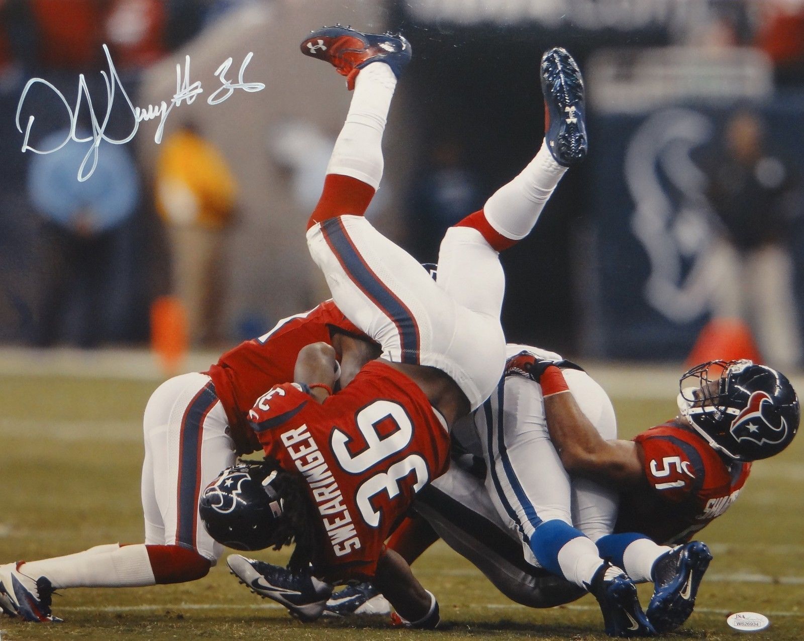 D.J. Swearinger Autographed 16x20 Flip Over Tackle Photo Poster painting- JSA W Authenticated