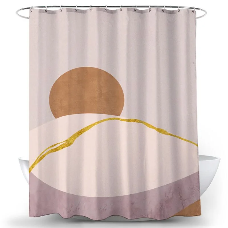 Boho Stars and Moon Washable Shower Curtain Mountain Frabic Waterproof Polyester Bathroom Decor Sets with Hooks