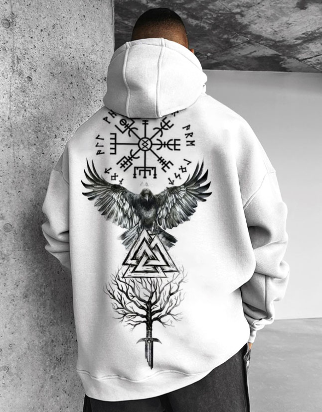 Oversize Vikings Print Hoodie