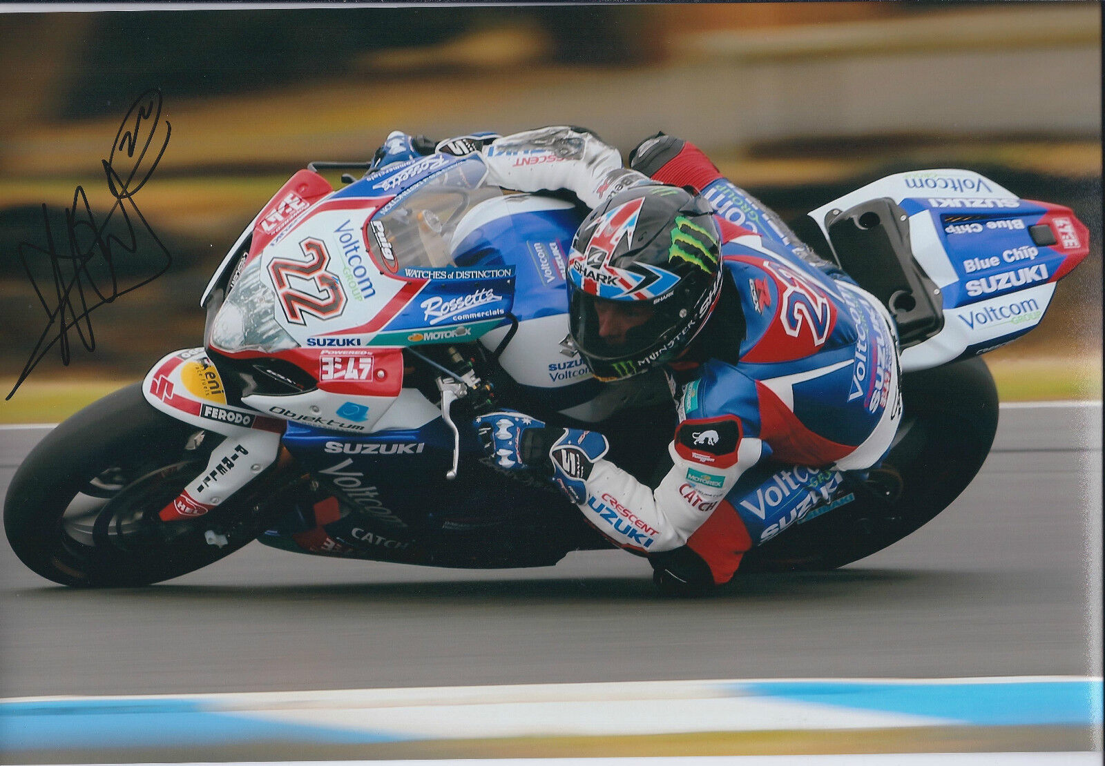 Alex LOWES SIGNED SUZUKI Autograph Photo Poster painting AFTAL COA SUPERBIKE WSB Donnington