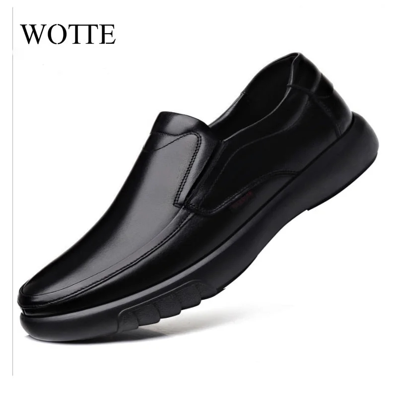 WOTTE Luxury Men's Casual Shoes Slip-on Male Loafers Shoes Summer With Holes Business Leather Shoes Men Large Size 38-47