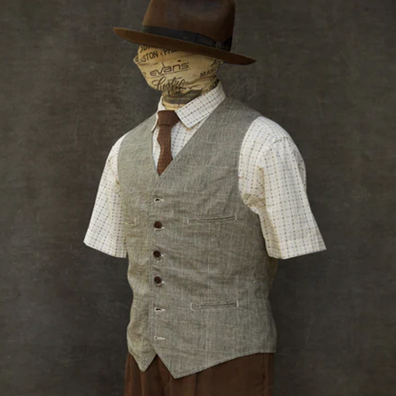 Men's Vintage Striped Denim Single Breasted Vest