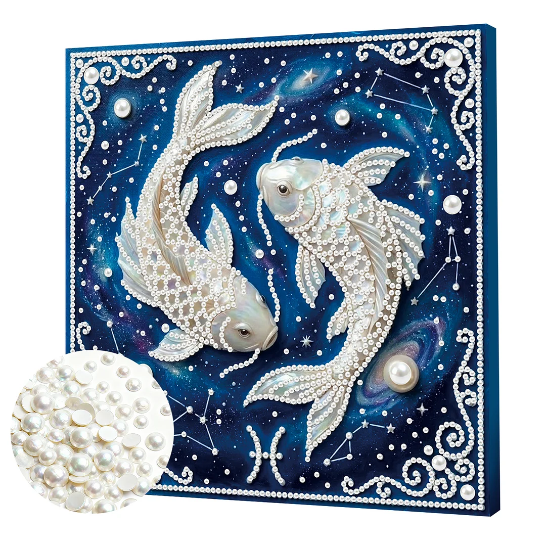 Pisces - DIY Pearl Diamond Art Kit With Frame 25*25cm