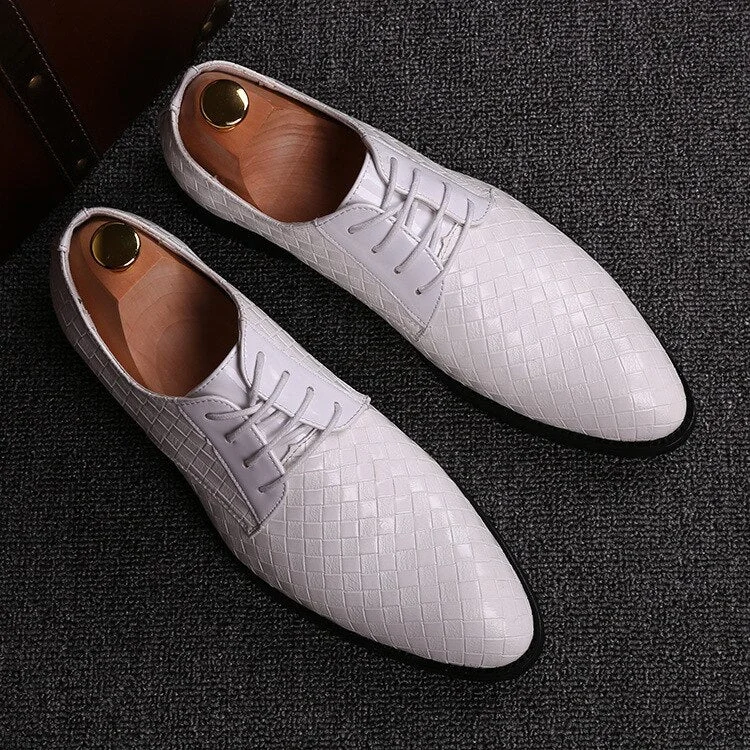 2020 Formal Leather Shoes Men Dress Business Shoes Male Geometric Red Oxfords Party Wedding Casual Men's Flats Chaussure Homme