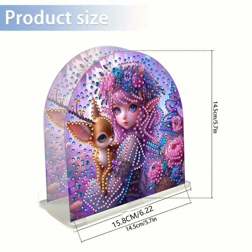 Elf Girl Acrylic DIY 5D Diamond Art Painting Napkin Holder Set Home Table Decor