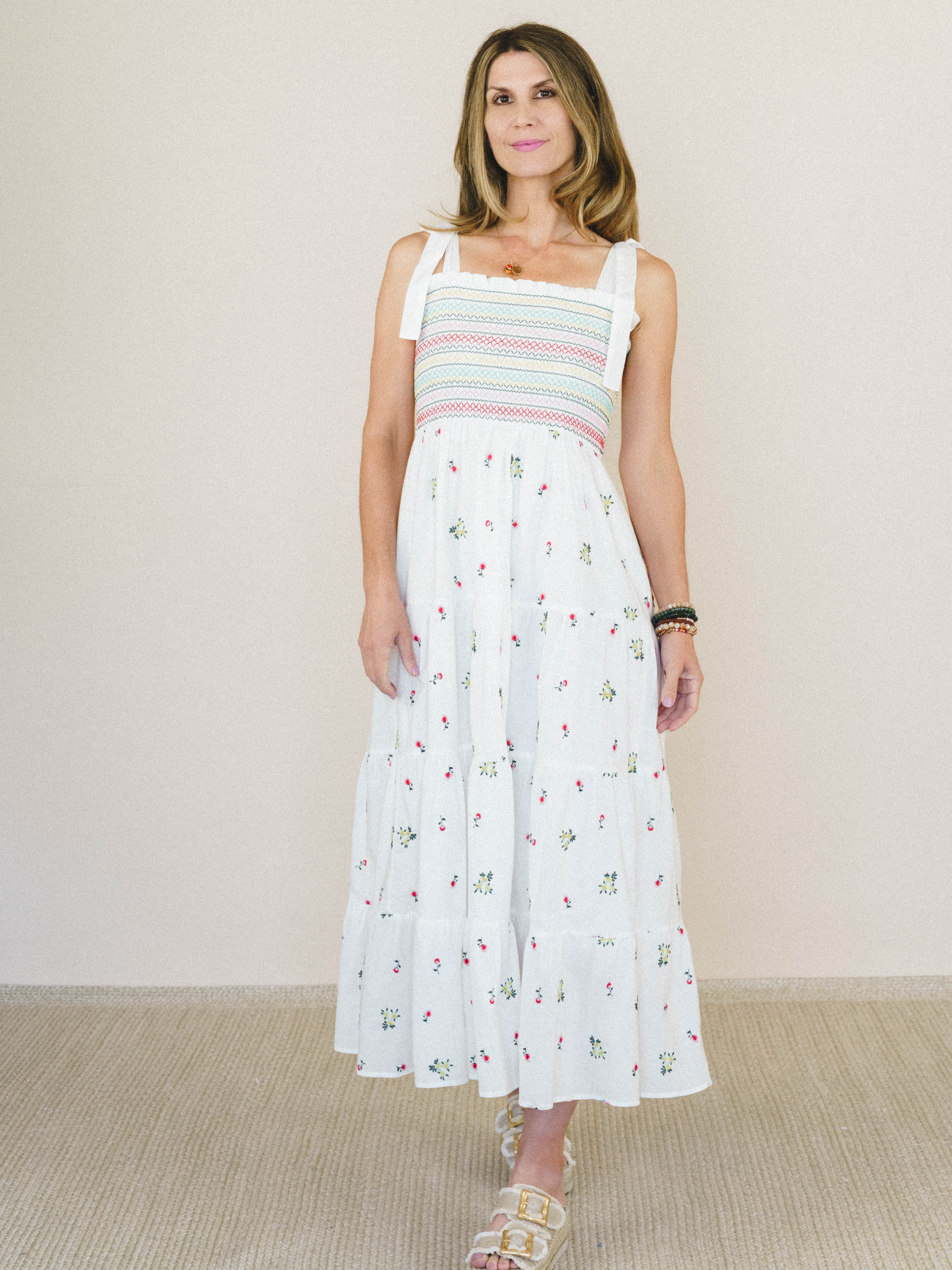 Santorini Embroidered Dress - Off White
