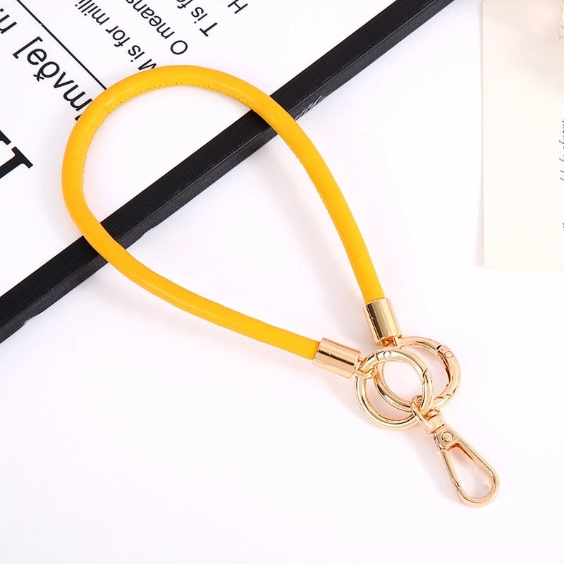 Minimalist Solid Color Pu Leather Bag Pendant Mobile Phone Chain Keychain