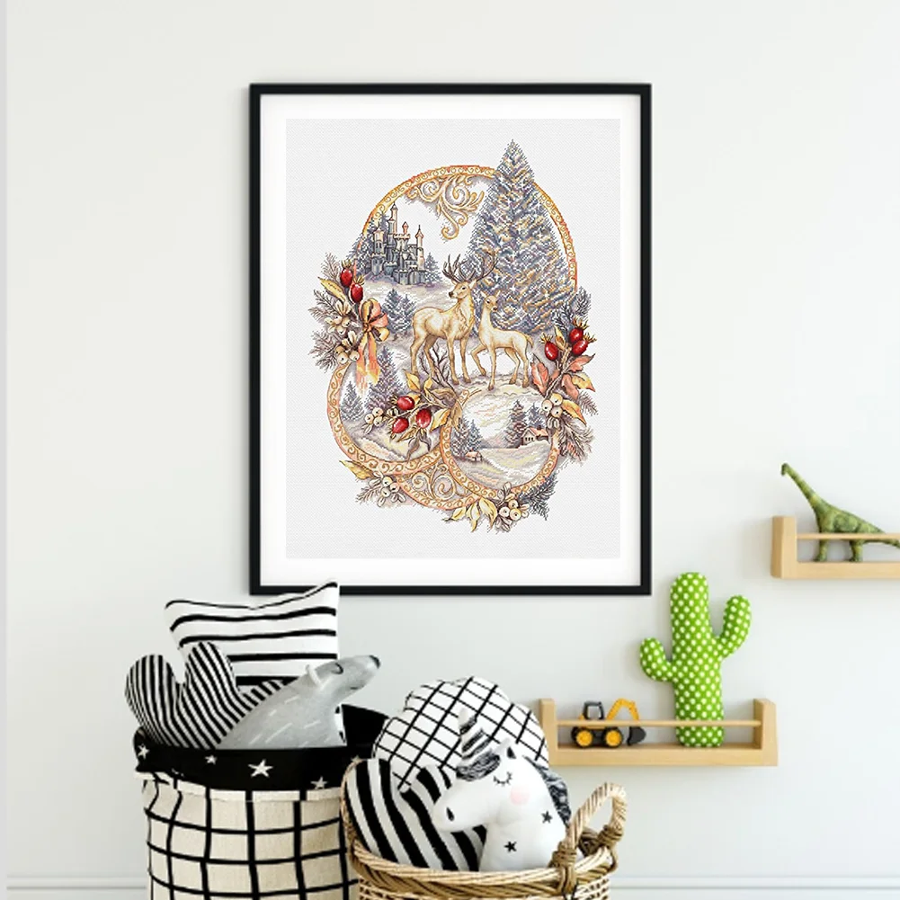 14CT Counted Cross Stitch - Reindeer(Canvas|40*50CM)