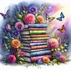 Piles de livres ensoleill&eacute;es kits de peinture diamant &agrave; perceuse carr&eacute;e compl&egrave;te DIY 5D pour adultes d&eacute;butants d&eacute;coration int&eacute;rieure peintures diamants art de pierres pr&eacute;cieuses 35x35cm