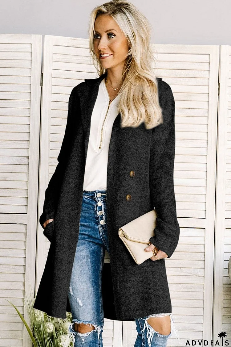 Lapel Collar Open Front Cardigan