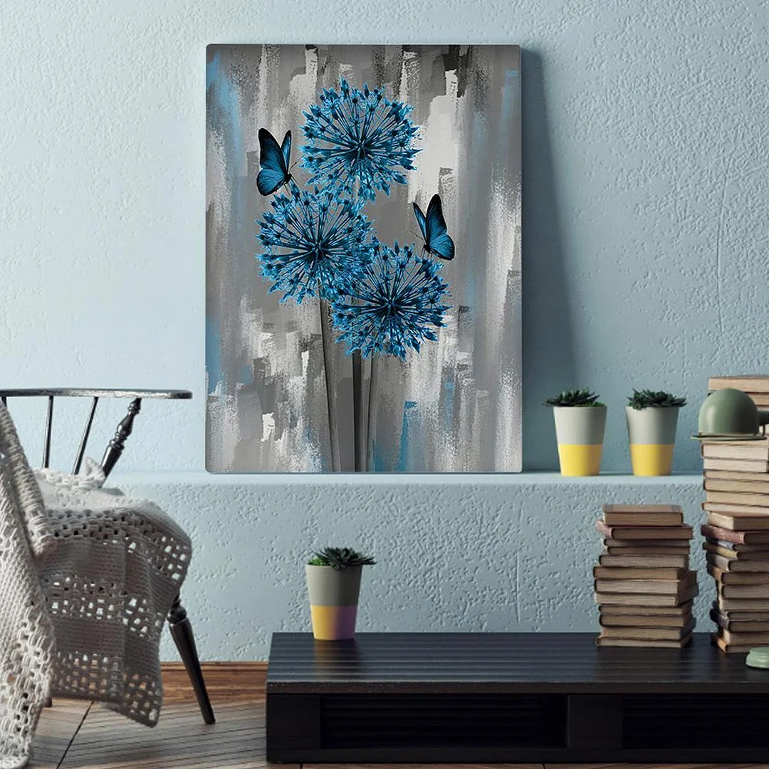 Full Embroidery 11CT DIY Blue Flowers Stamped Cross Stitch Kit Art Craft