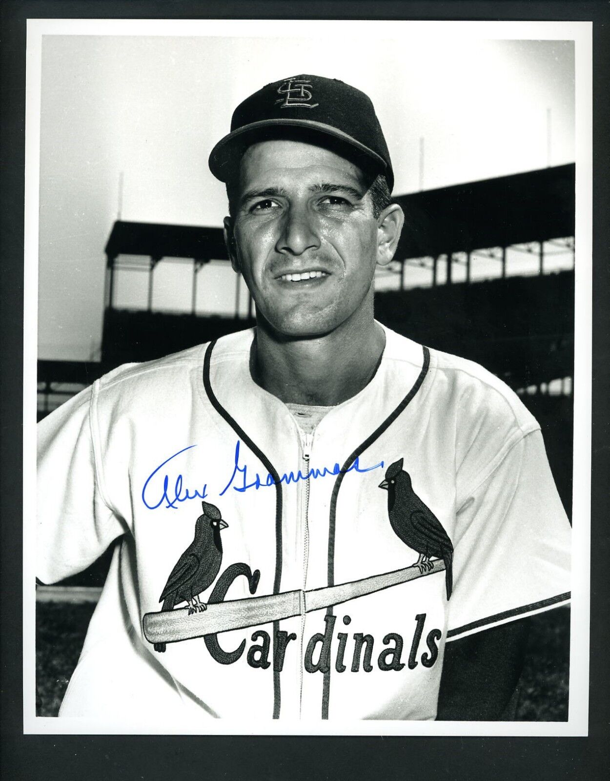 Alex Grammas Signed Autographed 8 x 10 B&W Photo Poster painting St. Louis Cardinals