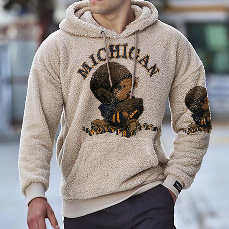 'Michigan' Bear Wool Thermal Hoodie