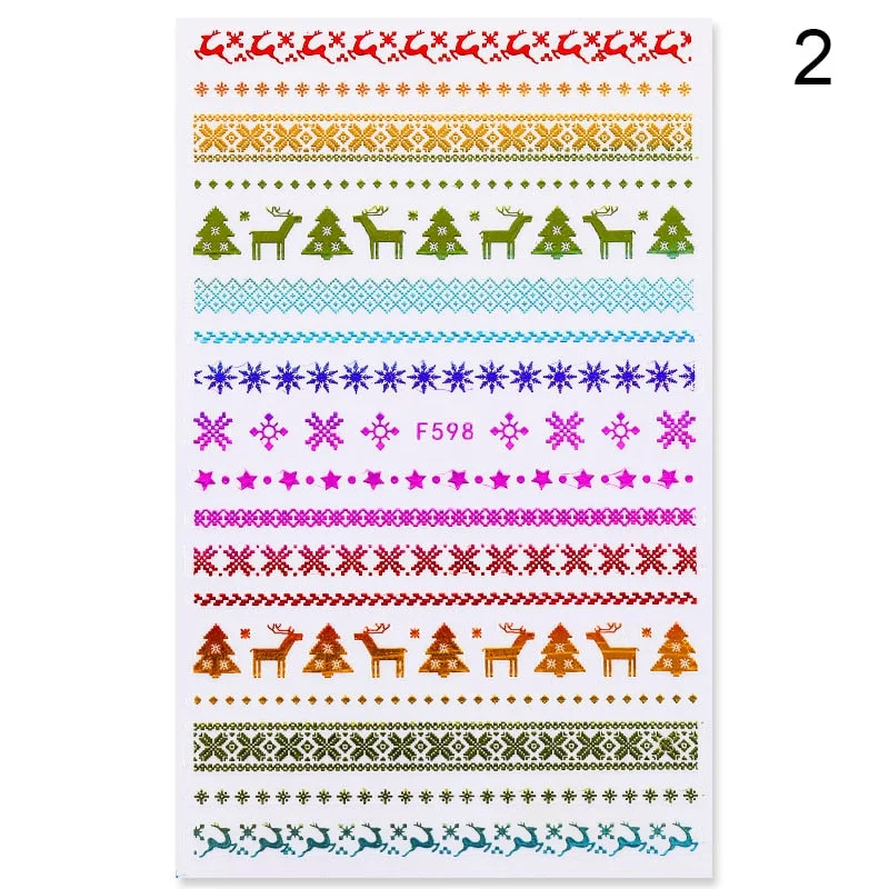 2021 NEW Christmas Slider Nail Art Water Decals Decoration Snowflake Nail Art Sticker DIY Manicures Water Transfer Foil Xmas Gif-Nail Inspo