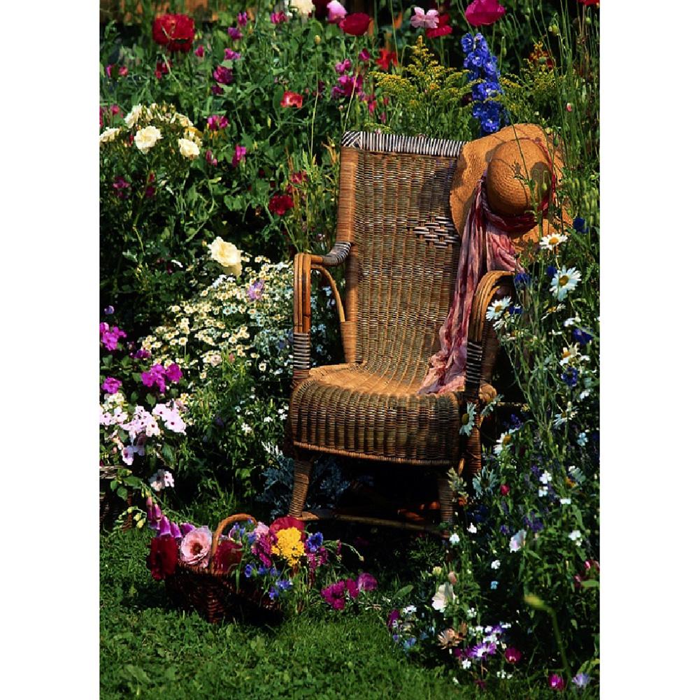 

30x40cm Round Drill Diamond Painting-Chair Flower Color Manual, 501 Original