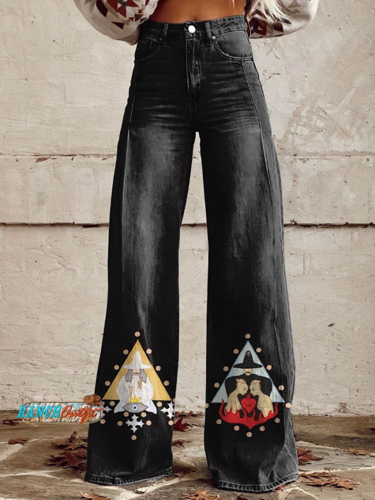 Women’s Black Casual Wide Leg Pants Multicolor / S