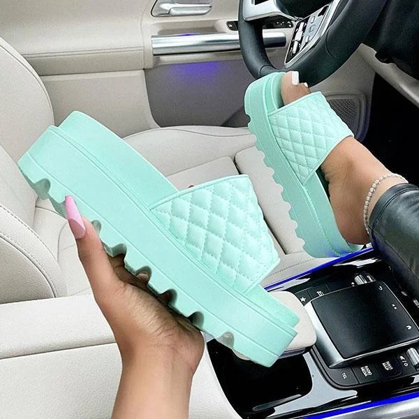 Women's Chic Quilted Stitching Detail Platform Sandals