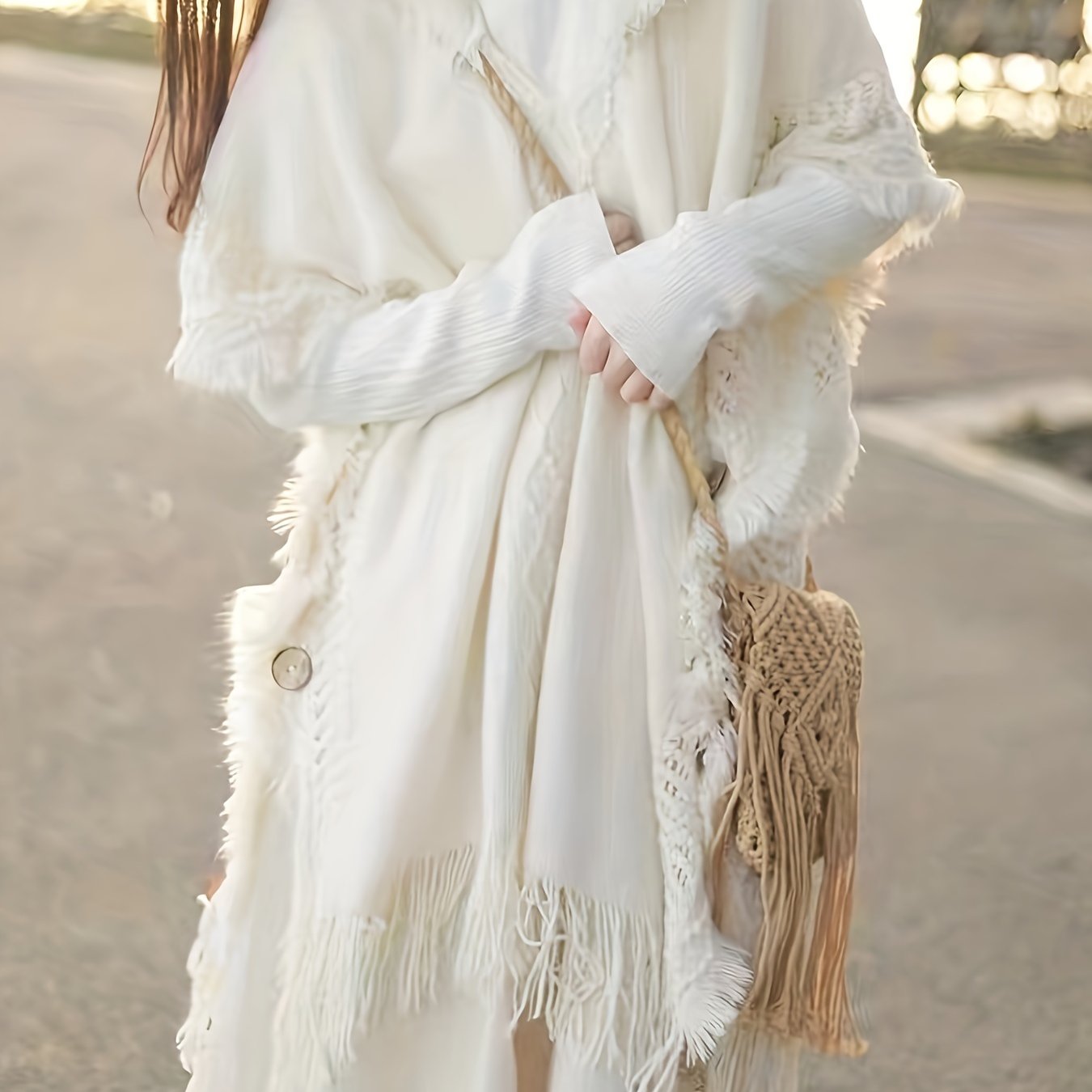 Women's Hooded Poncho Sweater - Knit Tassel Trim, Fall & Winter Style