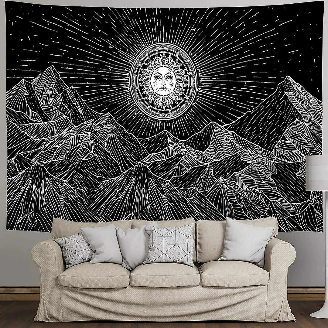 Tarot Tapestry Wall Hanging Astrology Divination Bedspread Beach Matwitchcraft Hippie Mandala White Black Sun Moon Tapestry