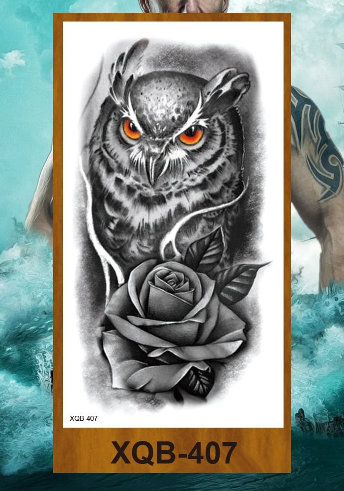 Temporary Tattoo Stickers Woman Girls Arm Fake Neck Chest Sexy Fake Tatoo Flower Fox Koi Owl Elephant Animal Unicorn Crow Eagle