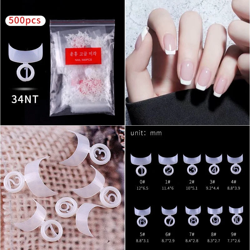 500Pcs False Nail Extension French Natural Transparent Stiletto Coffin False Nails Tips Long Acrylic UV Gel Nail Polish Manicure-Nail Inspo