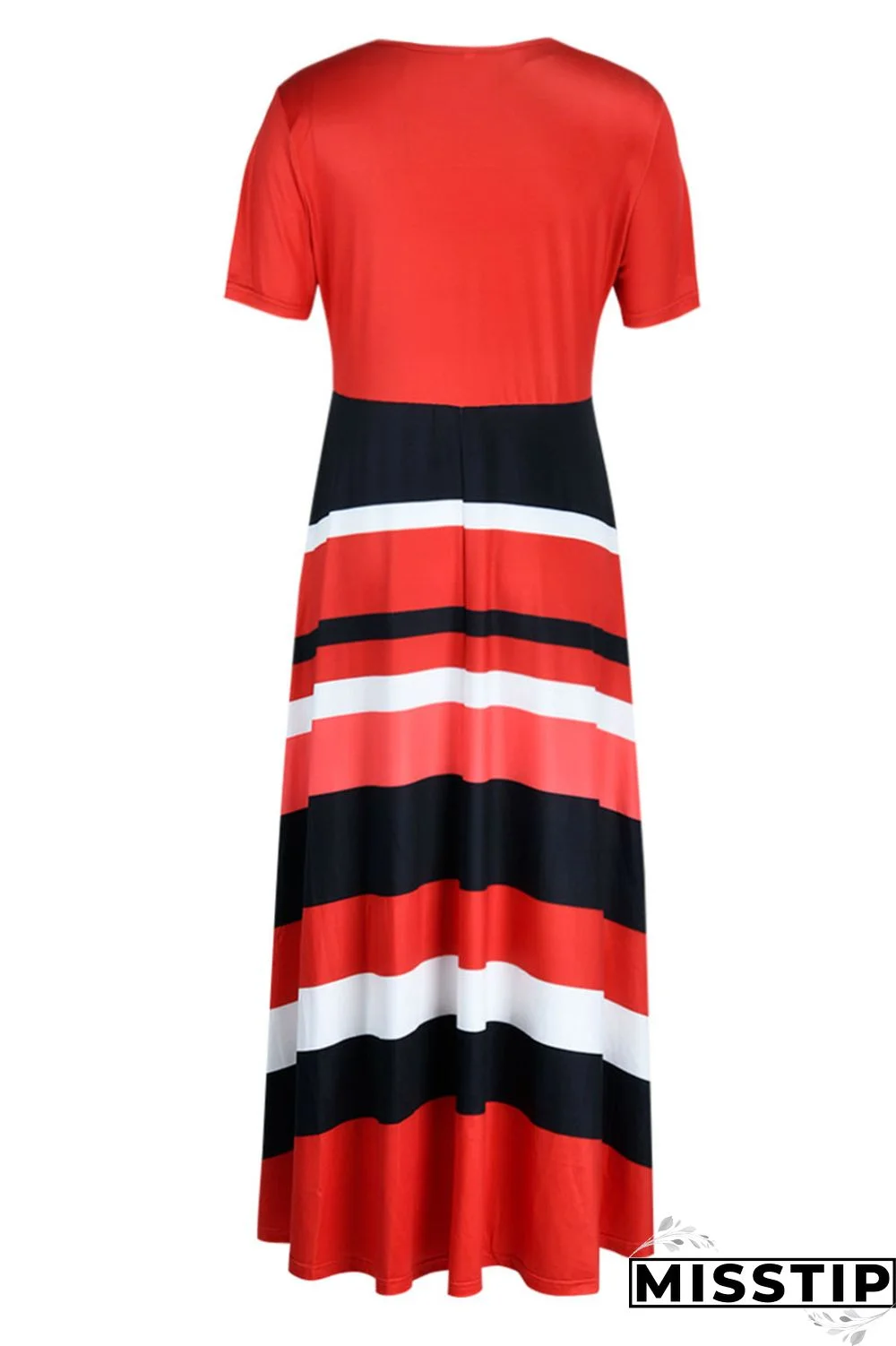 Red Casual Elegant Striped Print Patchwork O Neck A Line Dresses