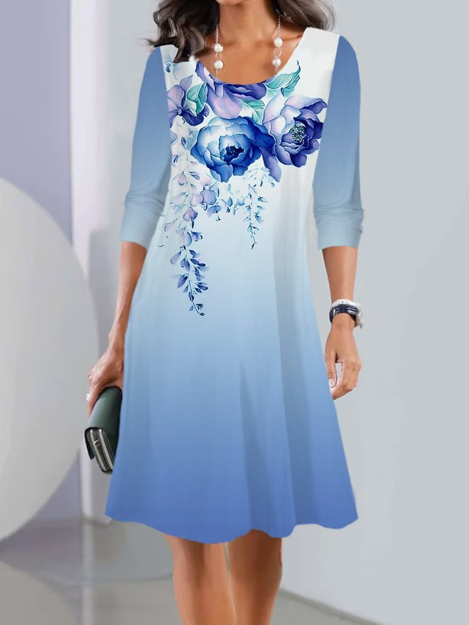 Women Long Sleeve V-neck Graphic Floral Printed Top