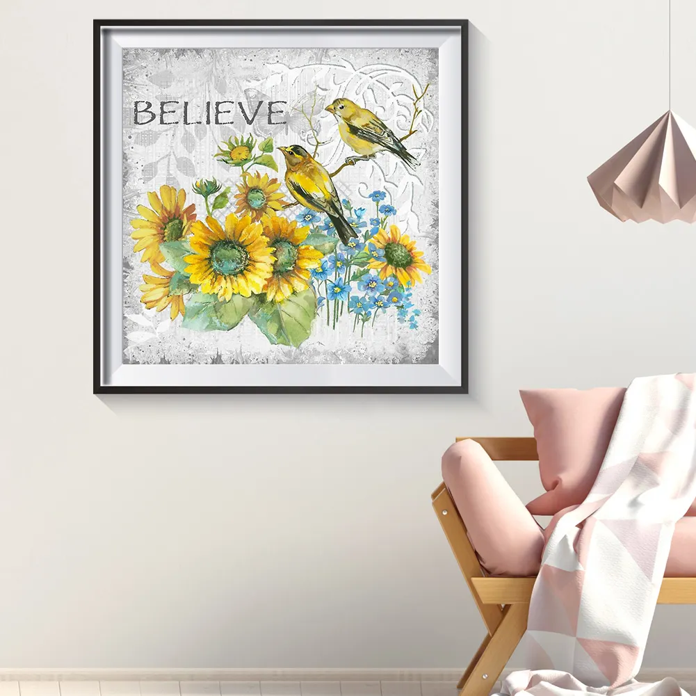 Full Round Diamond Painting 30*30cm - Flowers And Birds