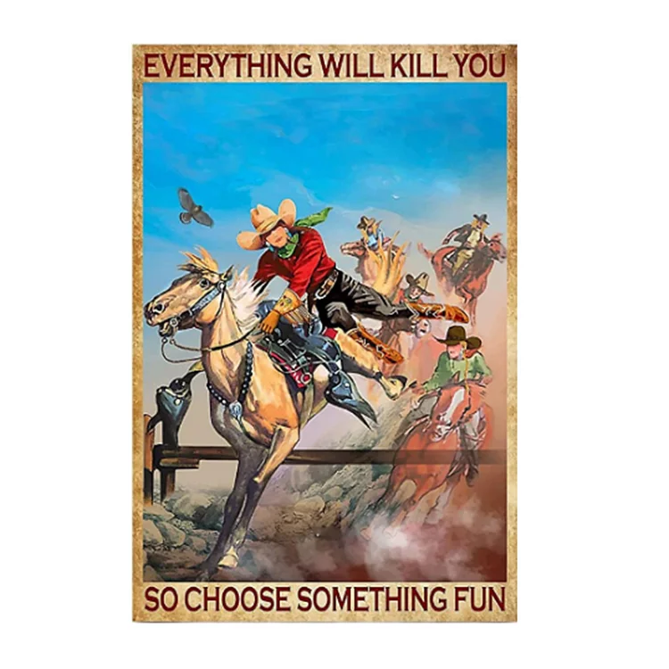 West cowboy - enseigne en étain vintage - 7.9x11.8 & 11.8x15.7inch
