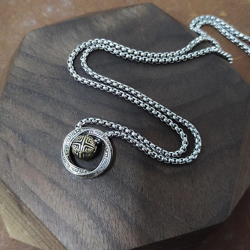 Minimalist Round Ball Copper Plating Men's Pendant Necklace