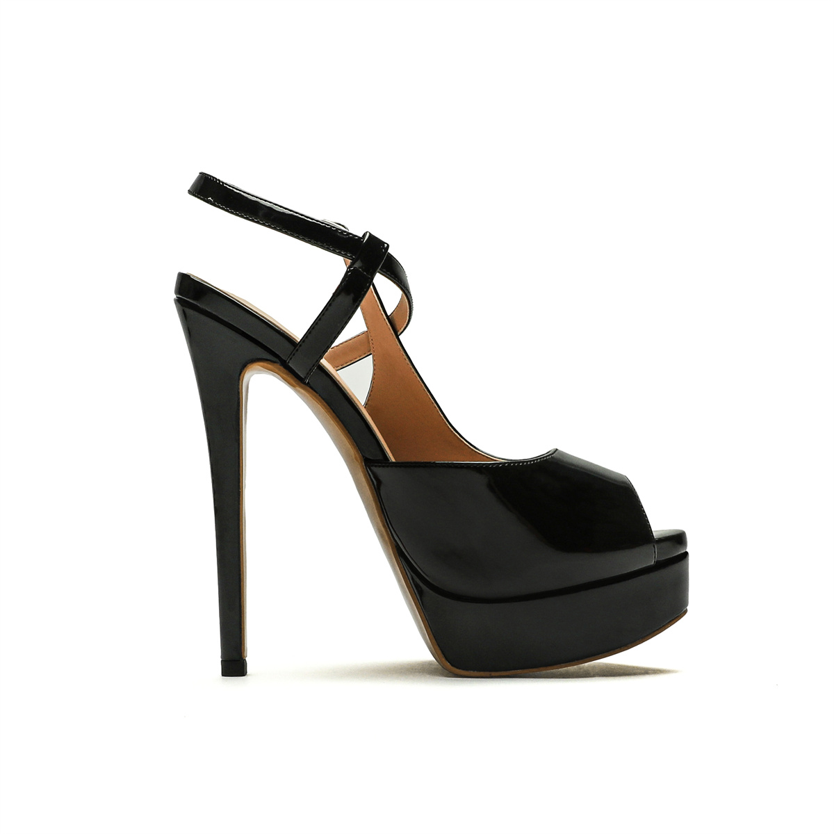 150mm Women's Stiletto High Heels Open Toe Platform Cross Strap Design High Heels-MERUMOTE