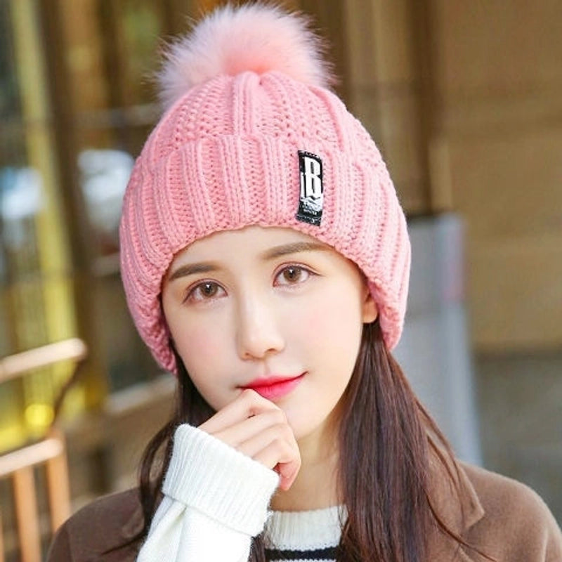 Winter Hat Women’s Korean-style Fleece-lined Thick Wool Hat Warm Scarf Mother Women’s Autumn And Winter Knitted Hat Winter