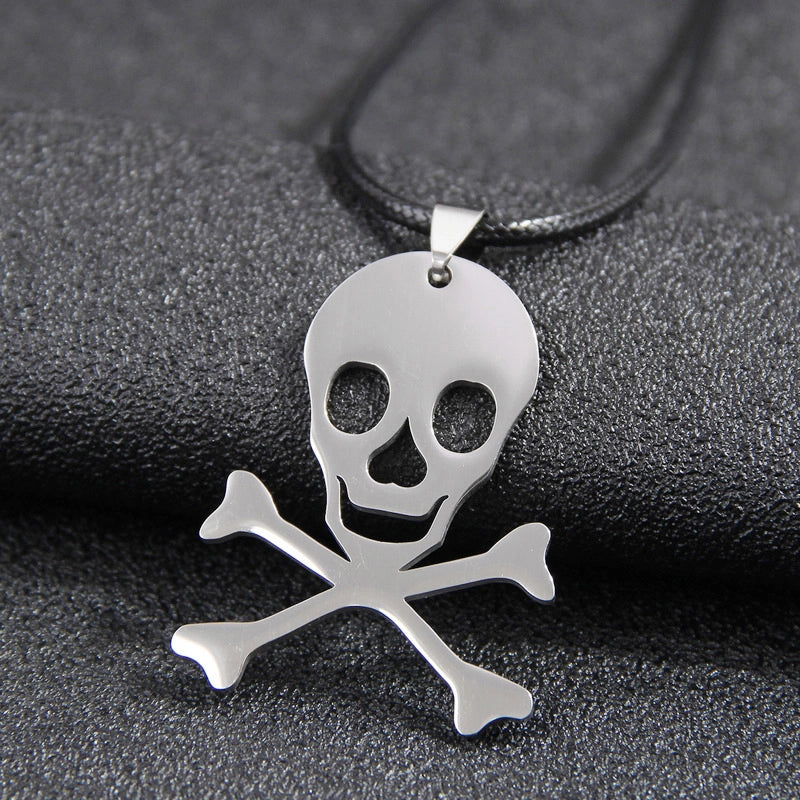 Hip-Hop Guitar Skull Stainless Steel Halloween Men'S Pendant Necklace