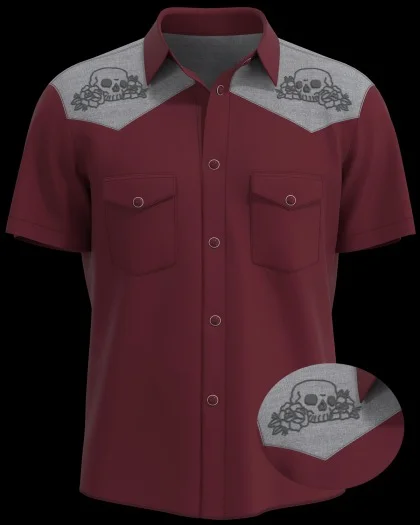 Men's Vintage Skull Print Short Sleeve Shirt