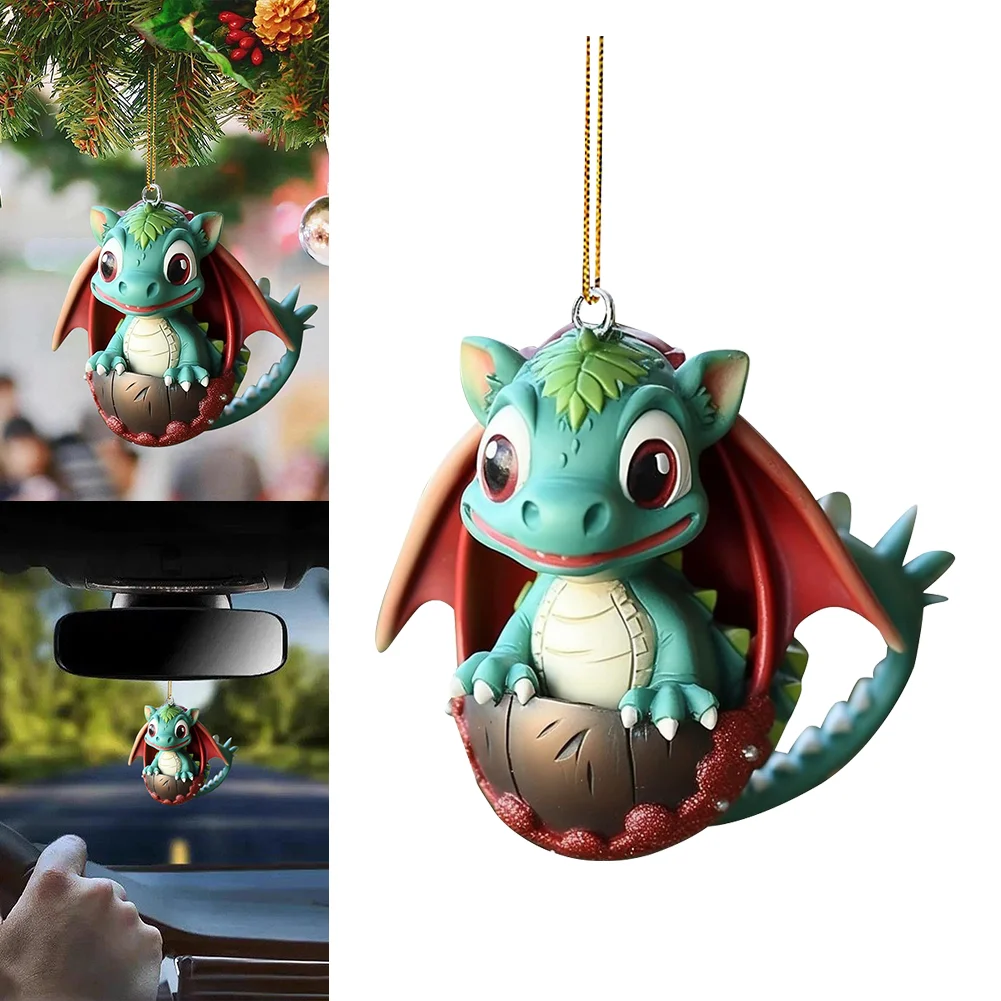 Christmas Dragon Baby Egg Ornaments Acrylic Dragon Egg Pendants for Car Backpack