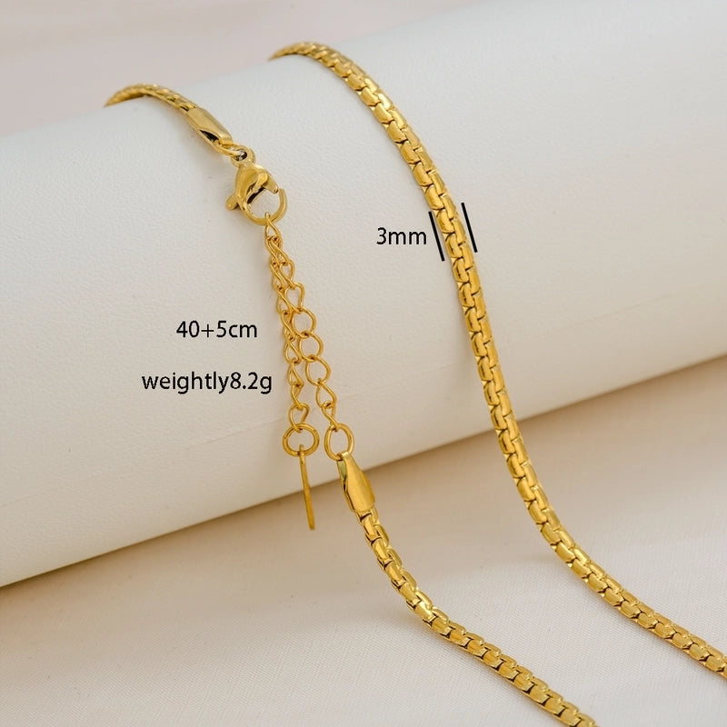 Basic Minimalist Solid Color 304 Stainless Steel 18K Gold Plated Necklace