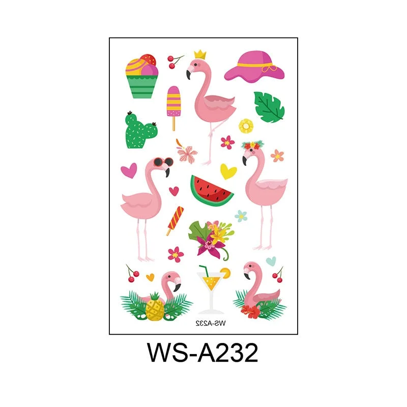 10 Kinds Flamingo Tattoos Disposable Temporary Realistic Pink Birds Flowers Beautiful Body Makeup Stickers Waterproof