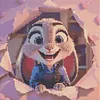 Diamond Painting -DIY Round Drill Cartoon Judy Hopps Happy Tear-Out
