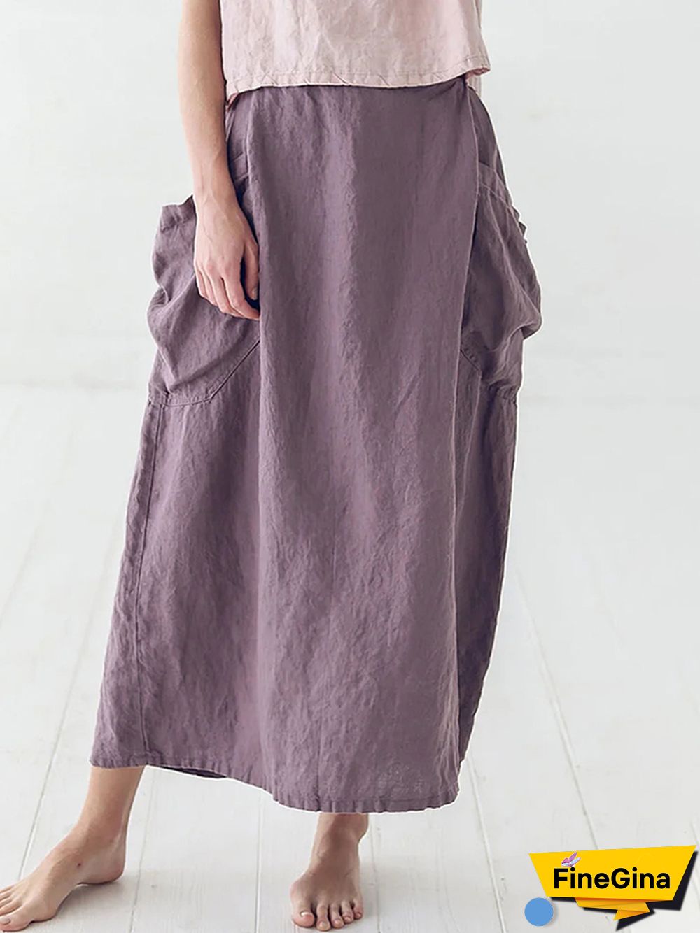 Marina Linen Elastic Waist Skirt