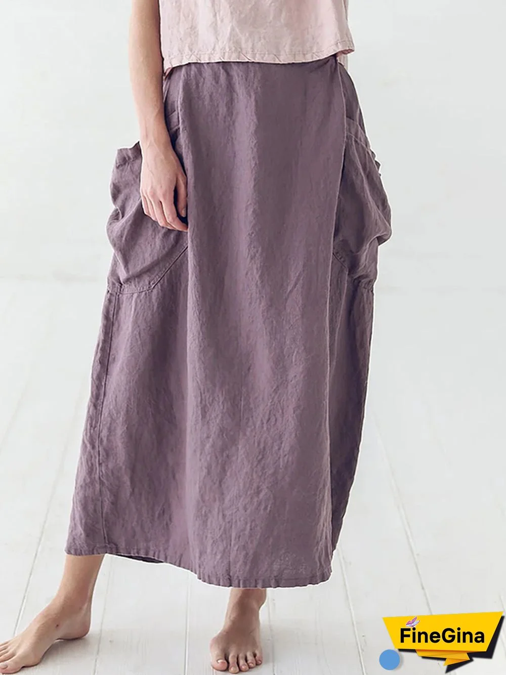 Marina Linen Elastic Waist Skirt
