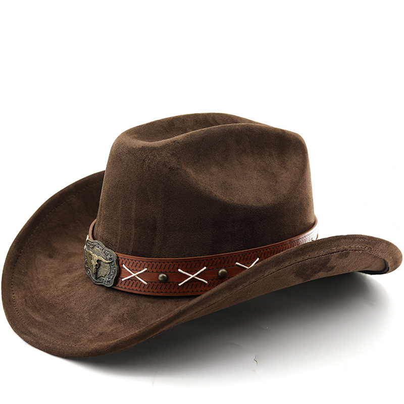 Vintage Leather Belt Suede Western Cowboy Hat