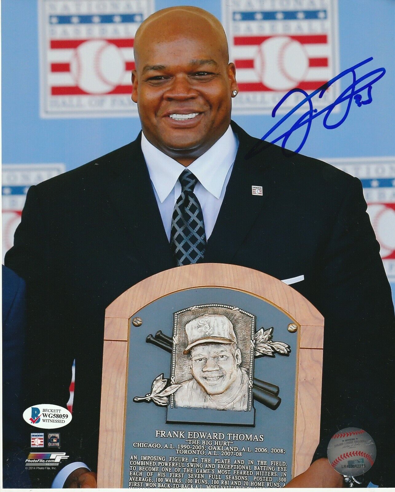 FRANK THOMAS Signed Chicago WHITE SOX HOF 8x10 Photo Poster painting w/ Beckett WITNESSED COA