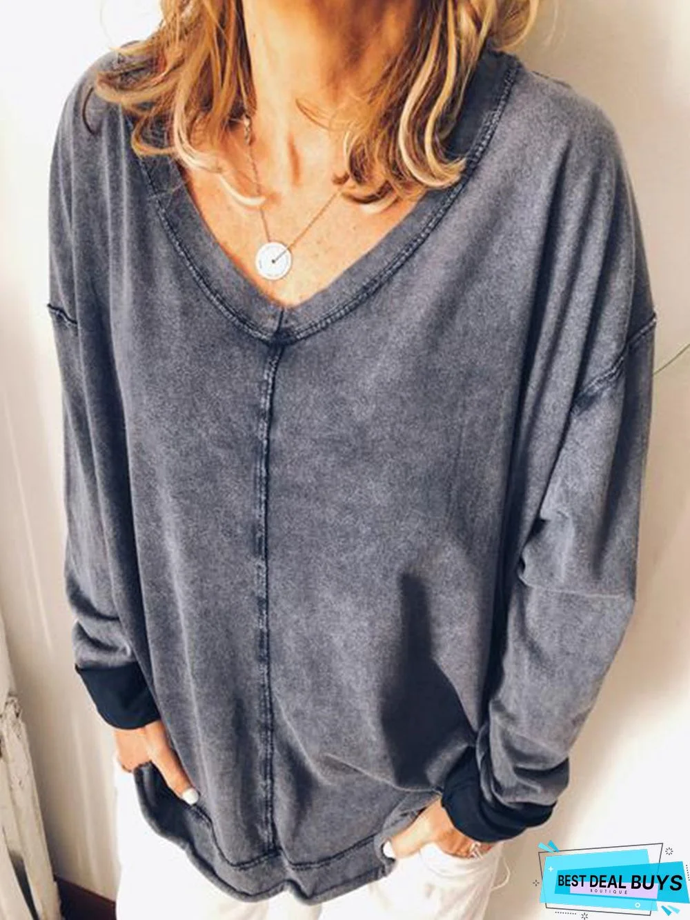 Women V NECK T-SHIRT Top Tunic