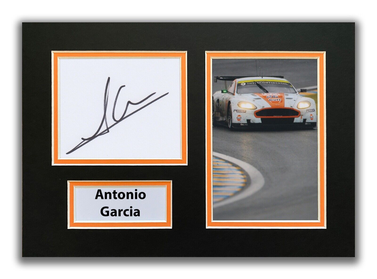 ANTONIO GARCIA HAND SIGNED A4 MOUNTED Photo Poster painting DISPLAY - ASTON MARTIN - LE MANS 1.