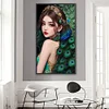 (40*70cm)Peacock Girl - Full Round Drill Diamond Painting