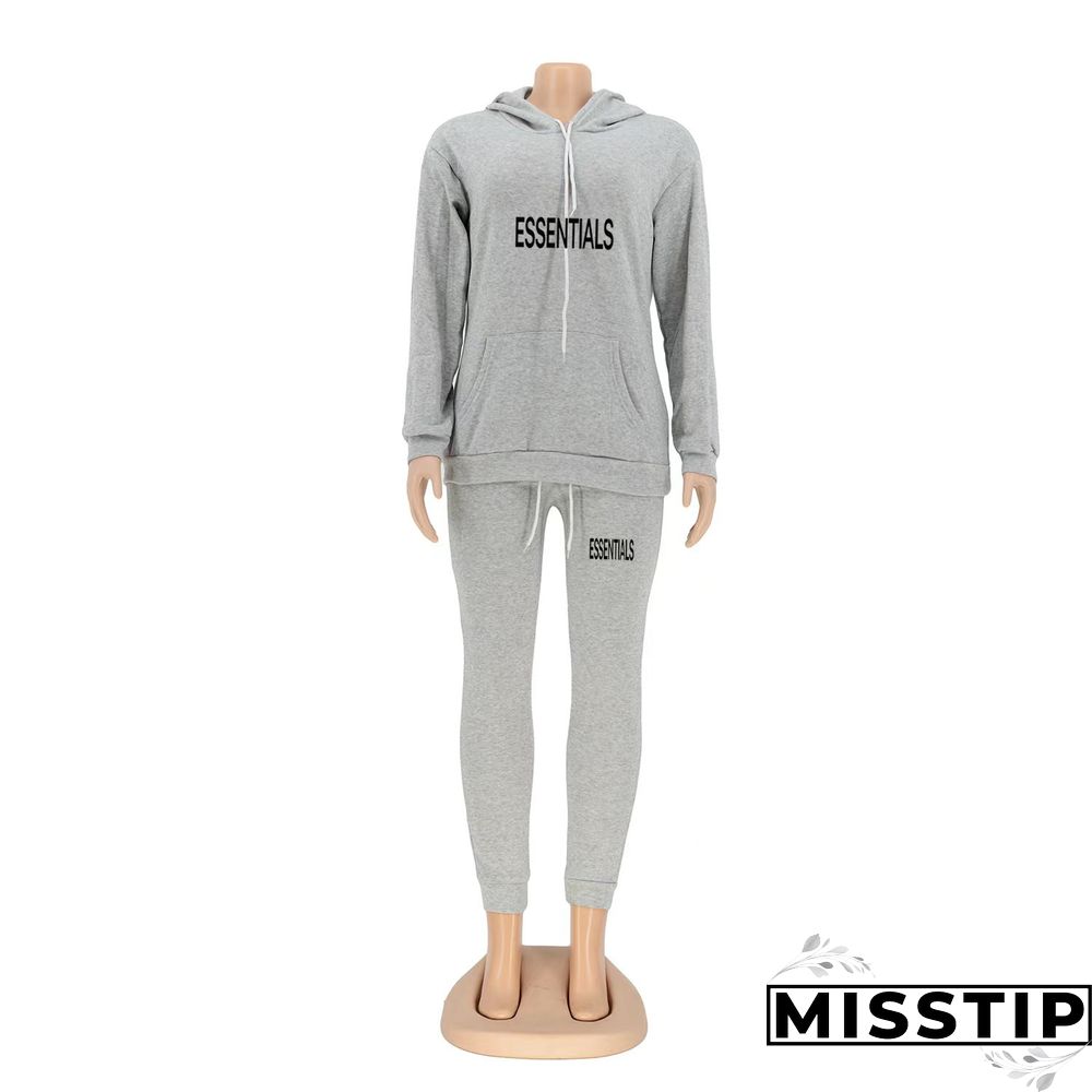 Winter Hooded Sweatshirt Skinny Pants Tracksuit