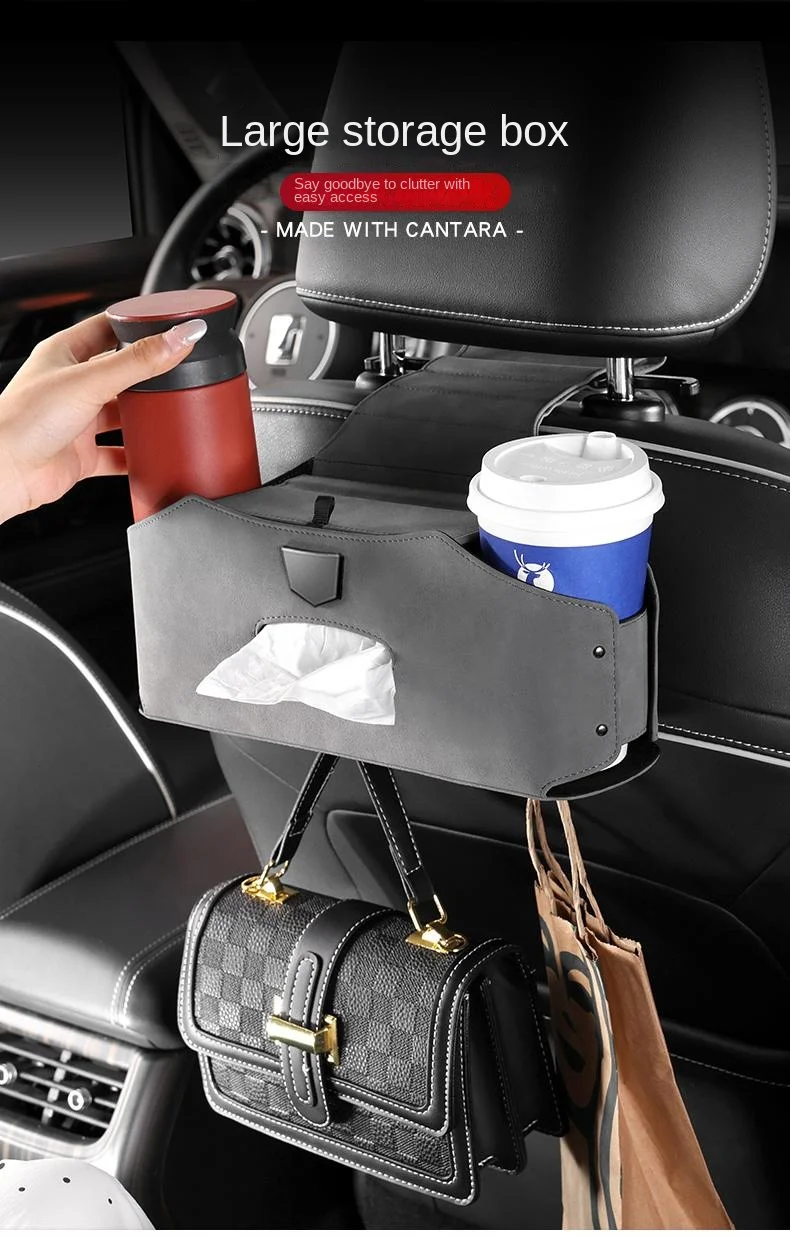 Car seat back suede hanging storage box