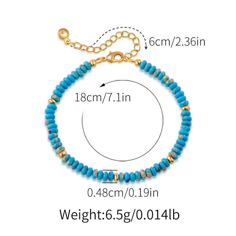 Turquoise Copper Beaded Crystal Artificial Crystal Natural Stone Turquoise Bracelets